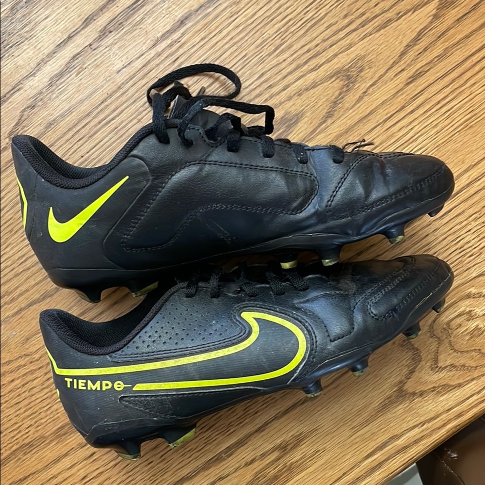 Nike Tiempo Black and Yellow Boy’s Soccer Cleats